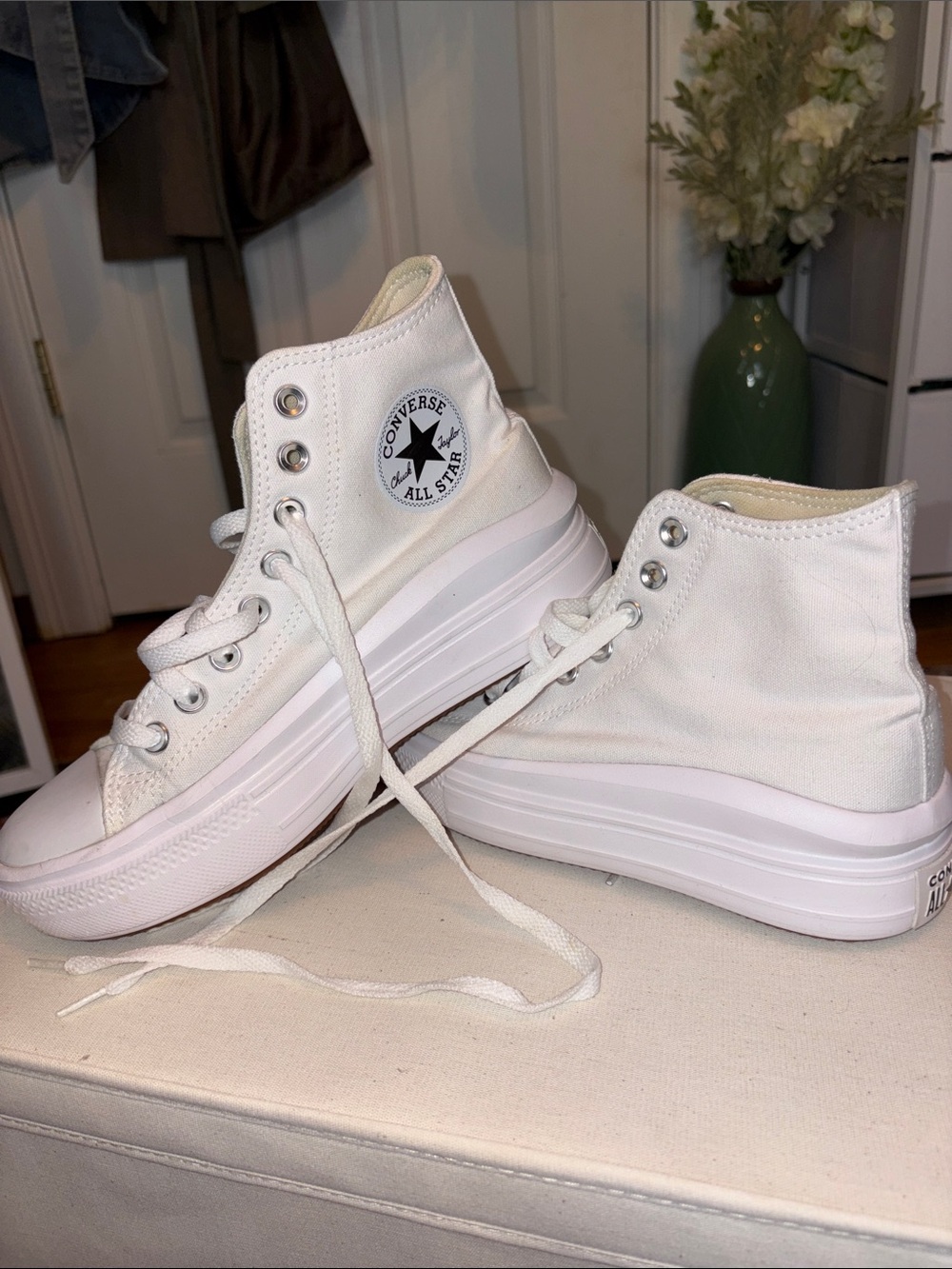 Converse White High-Top Platform Sneakers